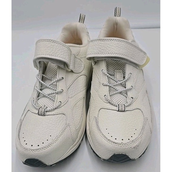 Dr Comfort White Leather Hook and Loop Athletic Shoes Sneakers Comfort Fit - Picture 3 of 9